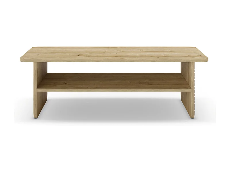 Table basse, table de salon rectangulaire aspect bois coloris chêne - Longueur 110 x Profondeur 60 x Hauteur 35 cm