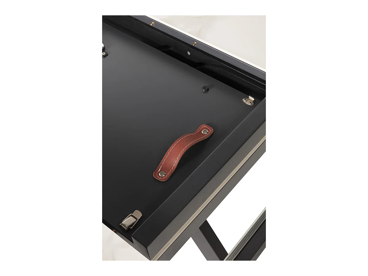 Table à manger, table de repas ronde extensible en céramique coloris blanc, pieds coloris noir - Longueur 120-160 Largeur 120 x Hauteur 76 cm