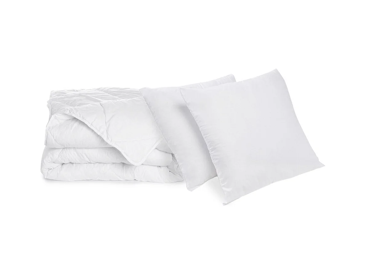 Pack Lavable à 95 Couette Chaude 220x240cm + 2 Oreillers Moelleux 60x60 cm