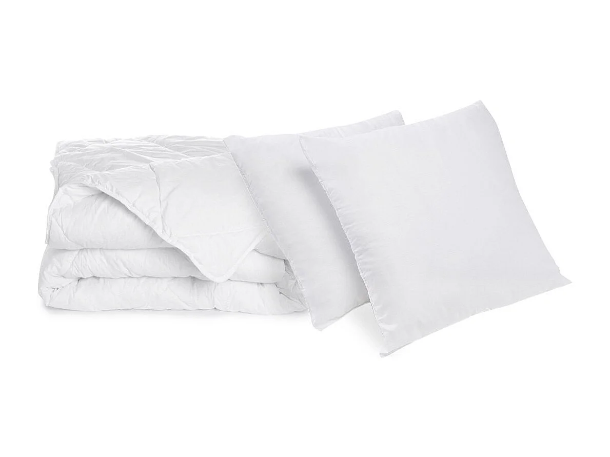 Pack Lavable à 95 Couette Chaude 220x240cm + 2 Oreillers Moelleux 60x60 cm