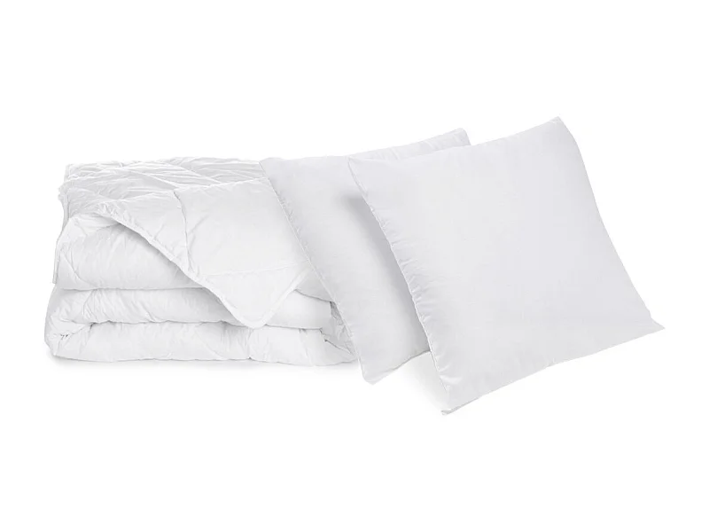 Pack Lavable à 95 Couette Chaude 220x240cm + 2 Oreillers Moelleux 60x60 cm