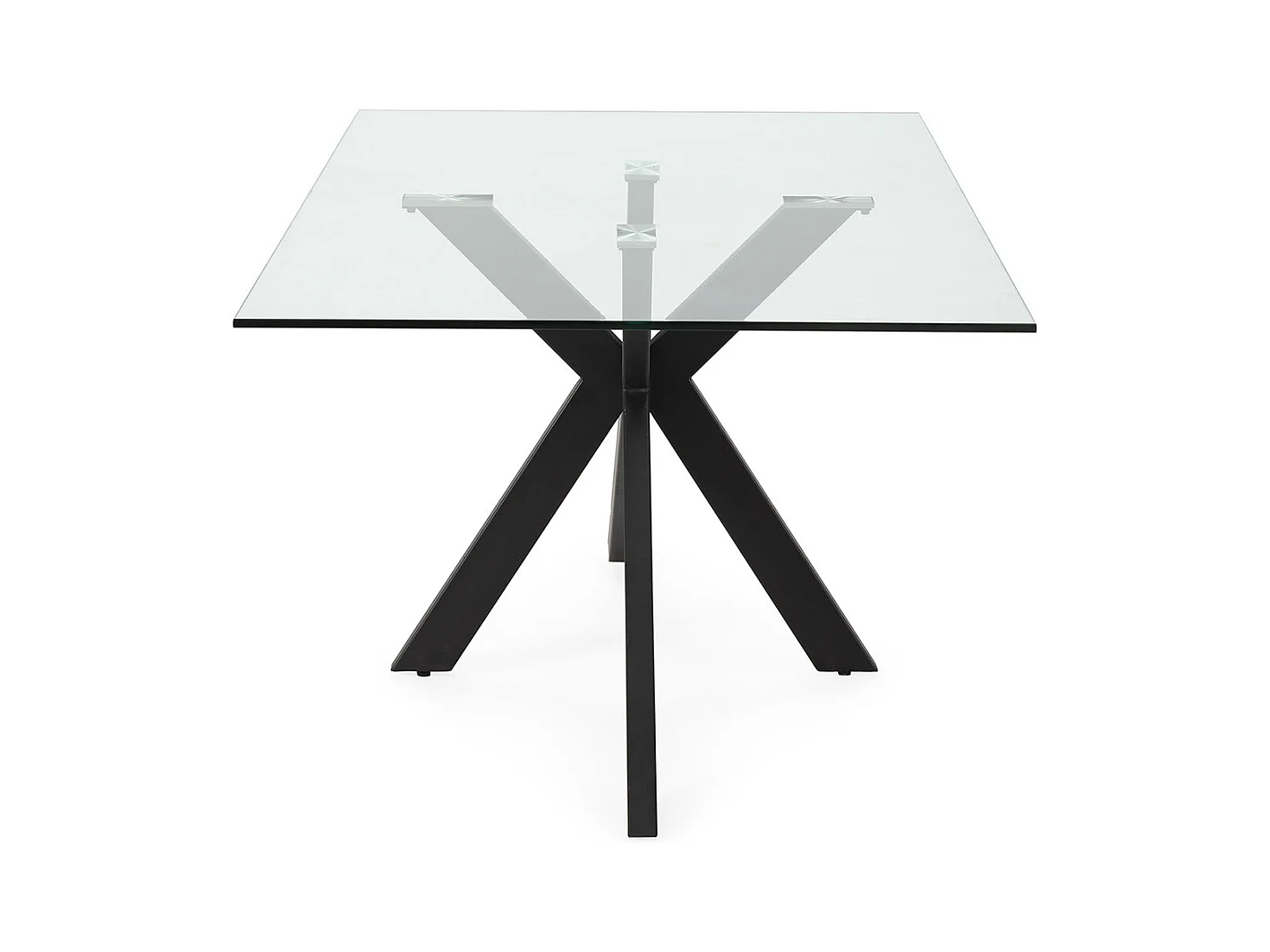 Table à manger, table de repas rectangulaire en verre et pieds en métal coloris noir  - Longueur 180 x Profondeur 100 x Hauteur 76 cm