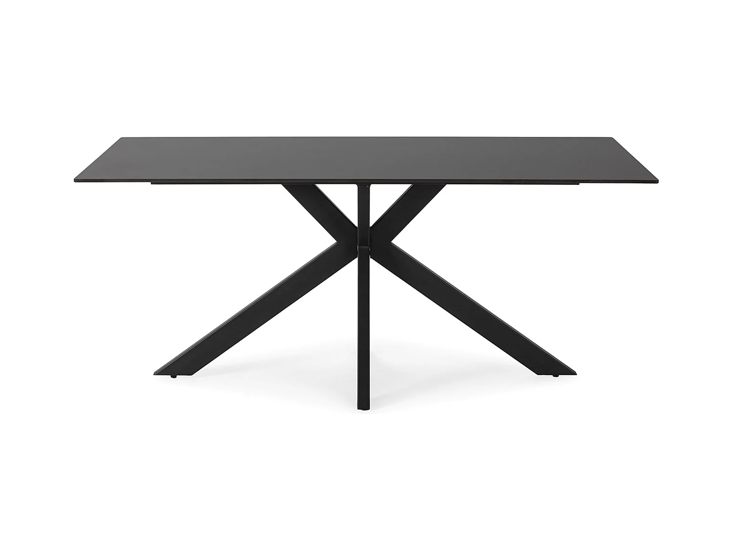 Table à manger, table de repas rectangulaire en céramique coloris noir,  pieds en métal noir - Longueur 180 x Profondeur 90 x Hauteur 76 cm
