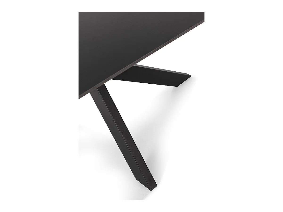 Table à manger, table de repas rectangulaire en céramique coloris noir,  pieds en métal noir - Longueur 180 x Profondeur 90 x Hauteur 76 cm