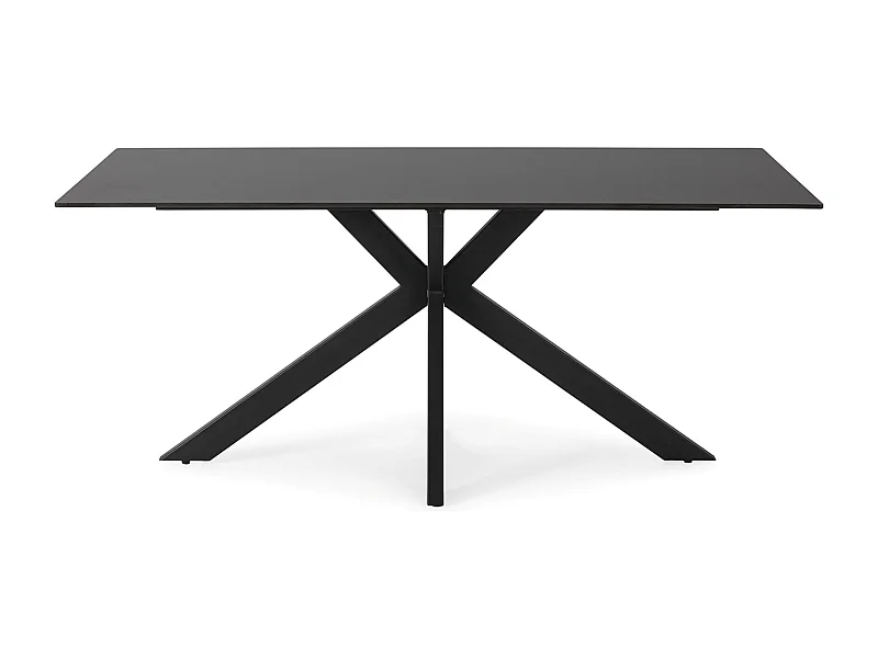 Table à manger, table de repas rectangulaire en céramique coloris noir,  pieds en métal noir - Longueur 180 x Profondeur 90 x Hauteur 76 cm