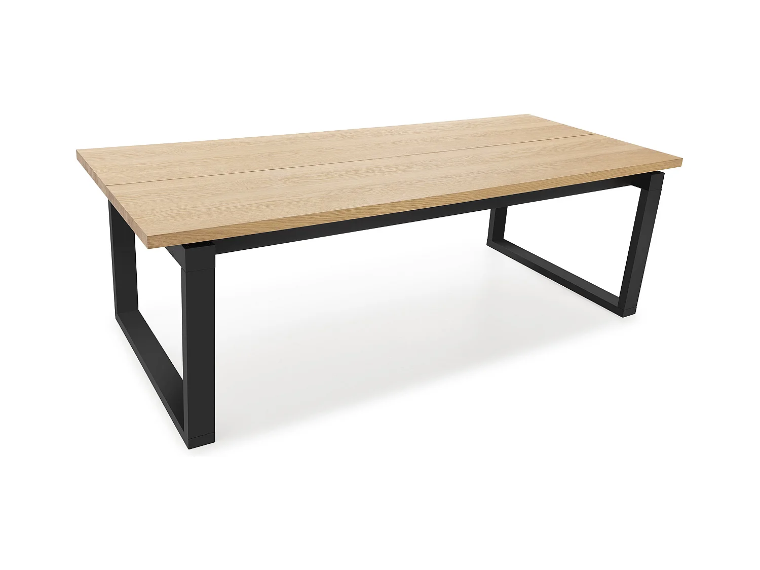 Table à manger, table de repas rectangulaire coloris chêne et pieds en métal coloris noir - Longueur 220 x Profondeur 100 x Hauteur 76 cm