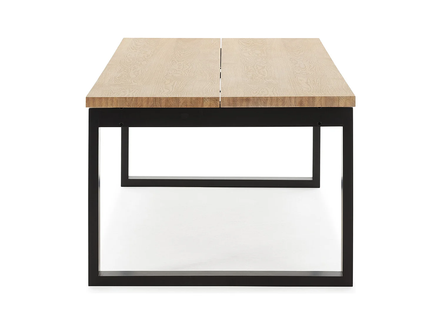 Table à manger, table de repas rectangulaire coloris chêne et pieds en métal coloris noir - Longueur 220 x Profondeur 100 x Hauteur 76 cm