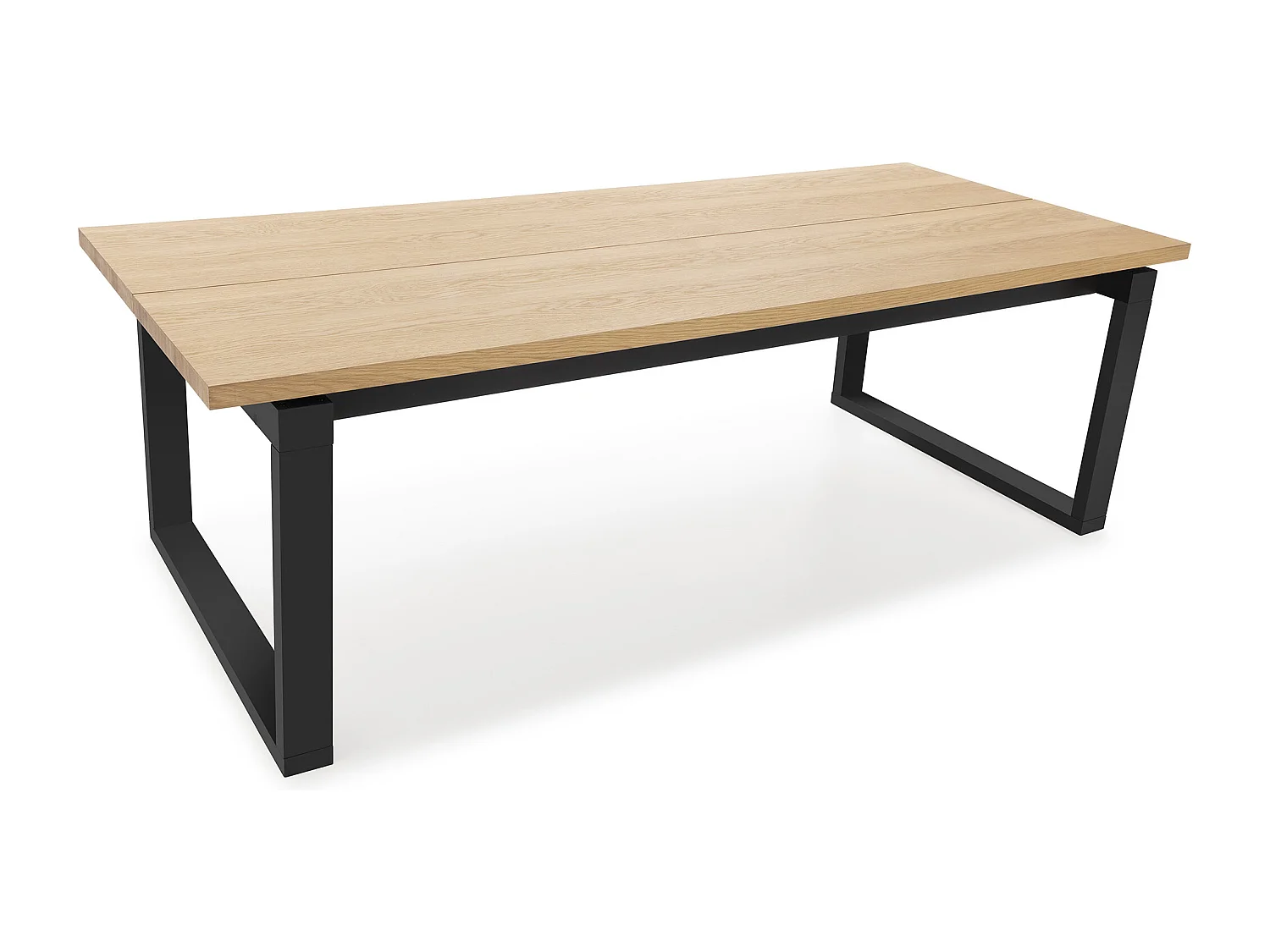 Table à manger, table de repas rectangulaire coloris chêne et pieds en métal coloris noir - Longueur 220 x Profondeur 100 x Hauteur 76 cm