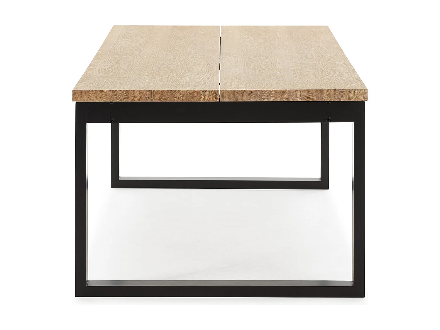 Table à manger, table de repas rectangulaire coloris chêne et pieds en métal coloris noir - Longueur 220 x Profondeur 100 x Hauteur 76 cm