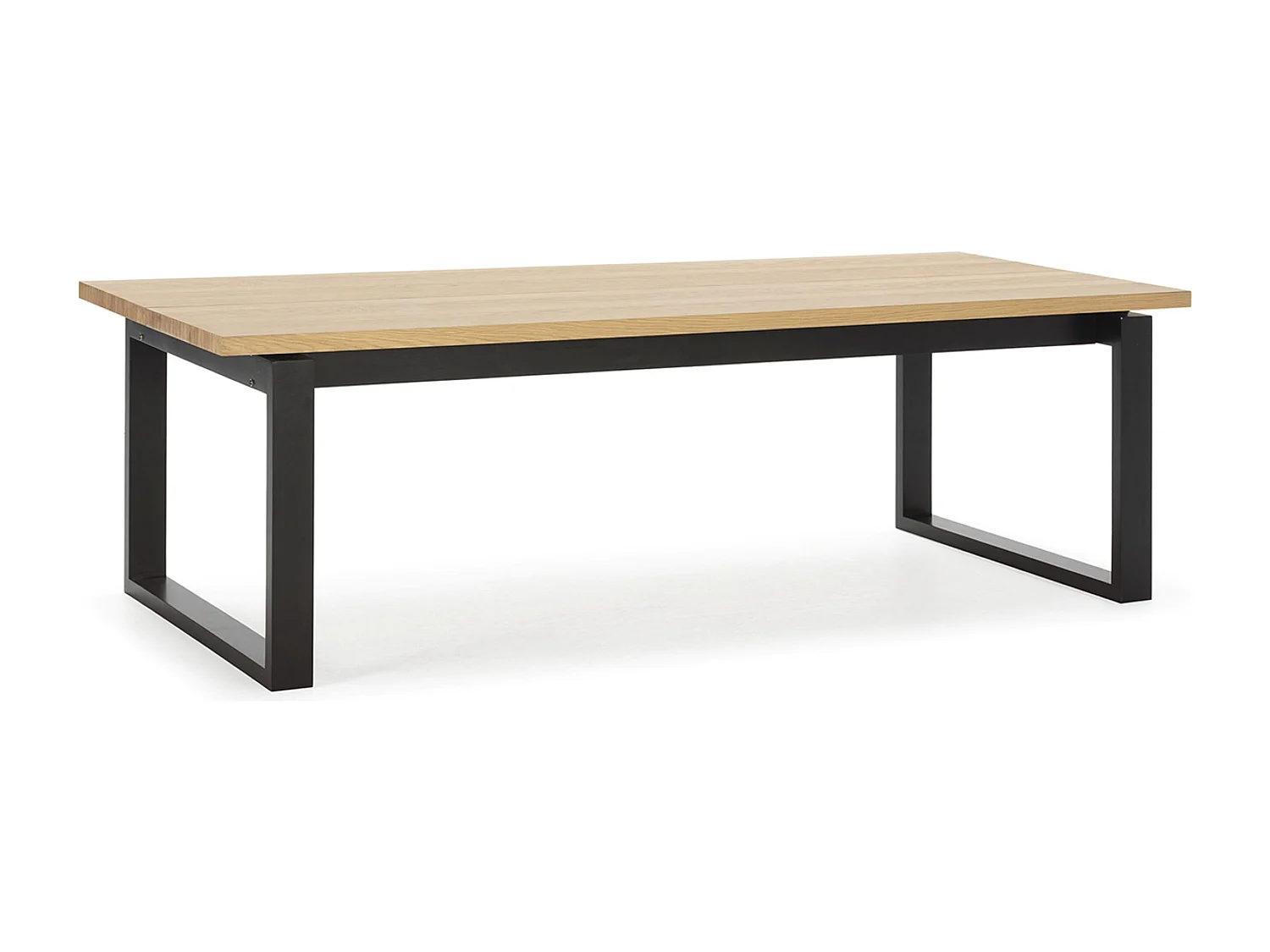 Table à manger, table de repas rectangulaire coloris chêne et pieds en métal coloris noir - Longueur 220 x Profondeur 100 x Hauteur 76 cm