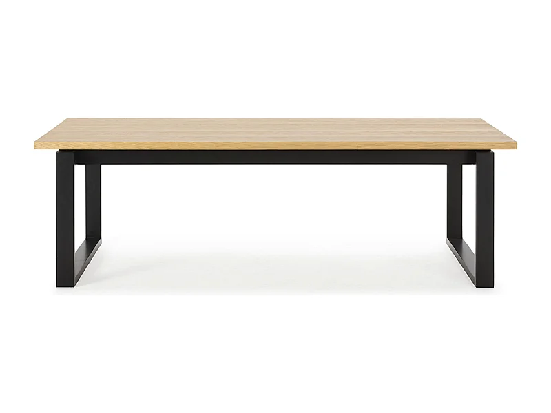 Table à manger, table de repas rectangulaire coloris chêne et pieds en métal coloris noir - Longueur 220 x Profondeur 100 x Hauteur 76 cm