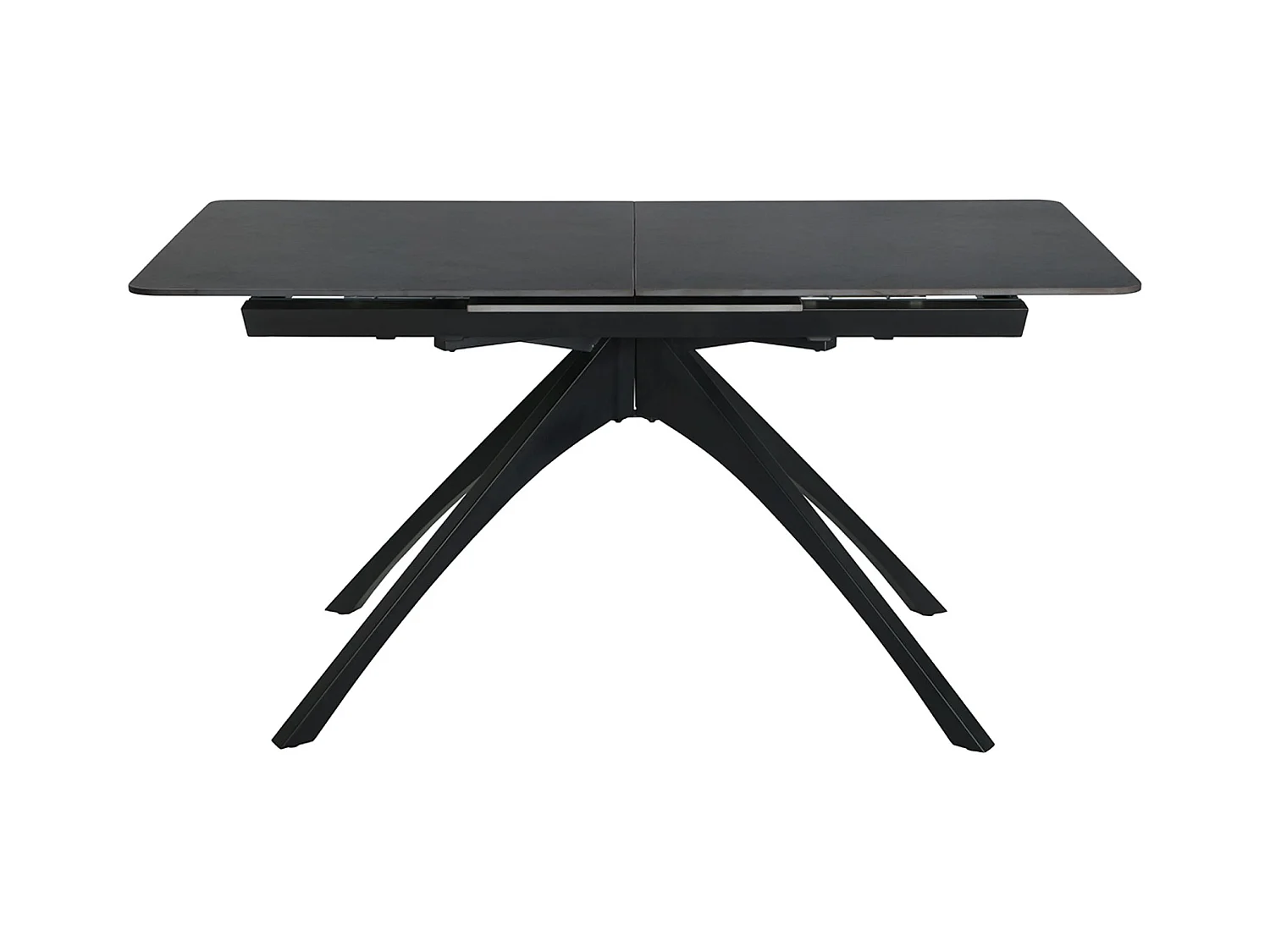 Table à manger, table de repas extensible rectangulaire en Pierre frittée coloris gris foncé, pieds en métal noir - Longueur 150-200 x Profondeur 85 x Hauteur 76 cm