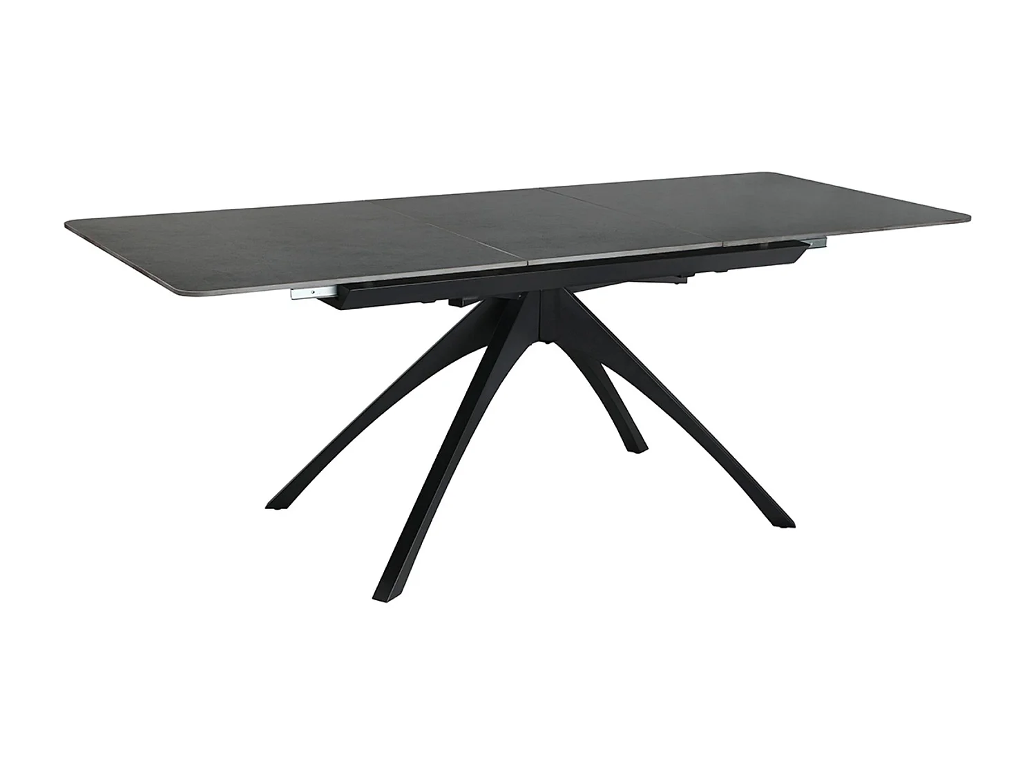 Table à manger, table de repas extensible rectangulaire en Pierre frittée coloris gris foncé, pieds en métal noir - Longueur 150-200 x Profondeur 85 x Hauteur 76 cm