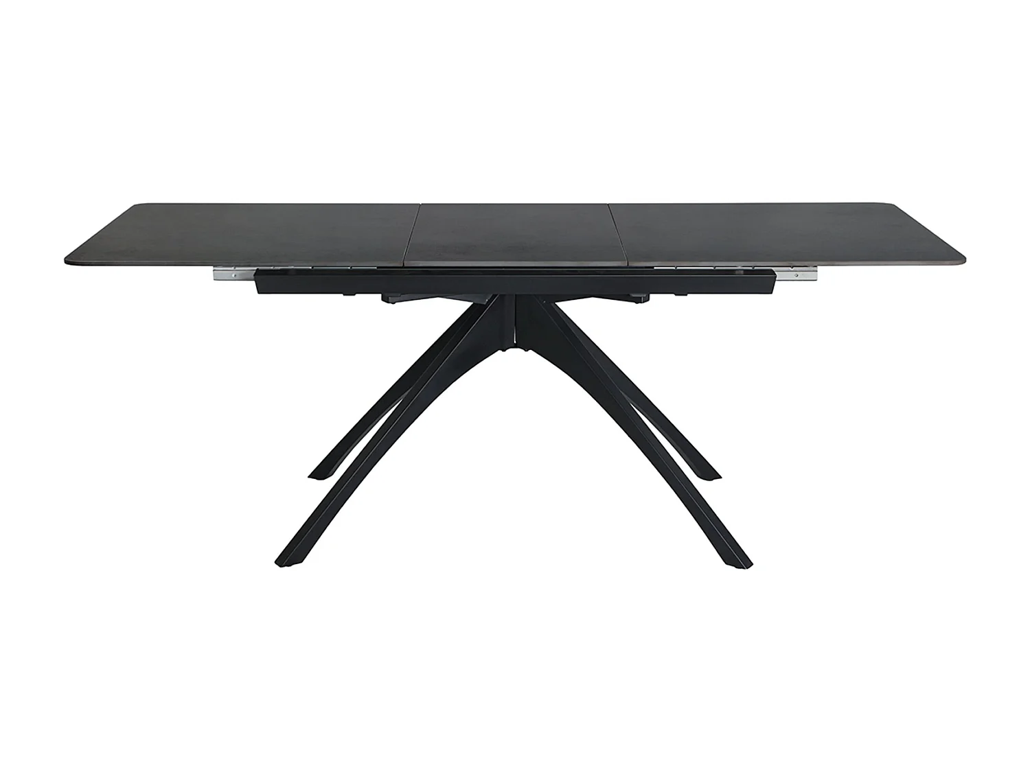 Table à manger, table de repas extensible rectangulaire en Pierre frittée coloris gris foncé, pieds en métal noir - Longueur 150-200 x Profondeur 85 x Hauteur 76 cm