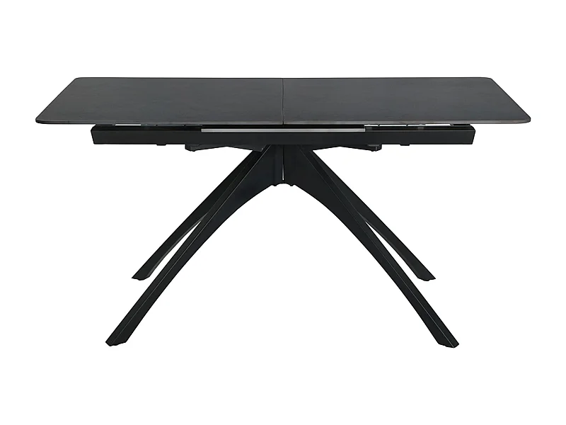 Table à manger, table de repas extensible rectangulaire en Pierre frittée coloris gris foncé, pieds en métal noir - Longueur 150-200 x Profondeur 85 x Hauteur 76 cm