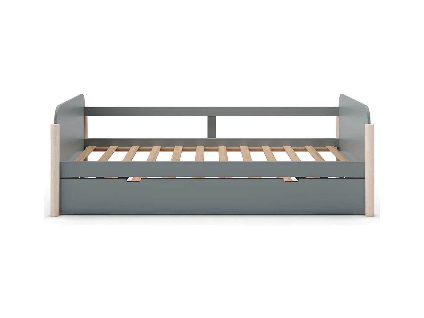 Lit enfant gigogne 90x190 cm avec tête de lit en bois vert kaki - Bastien