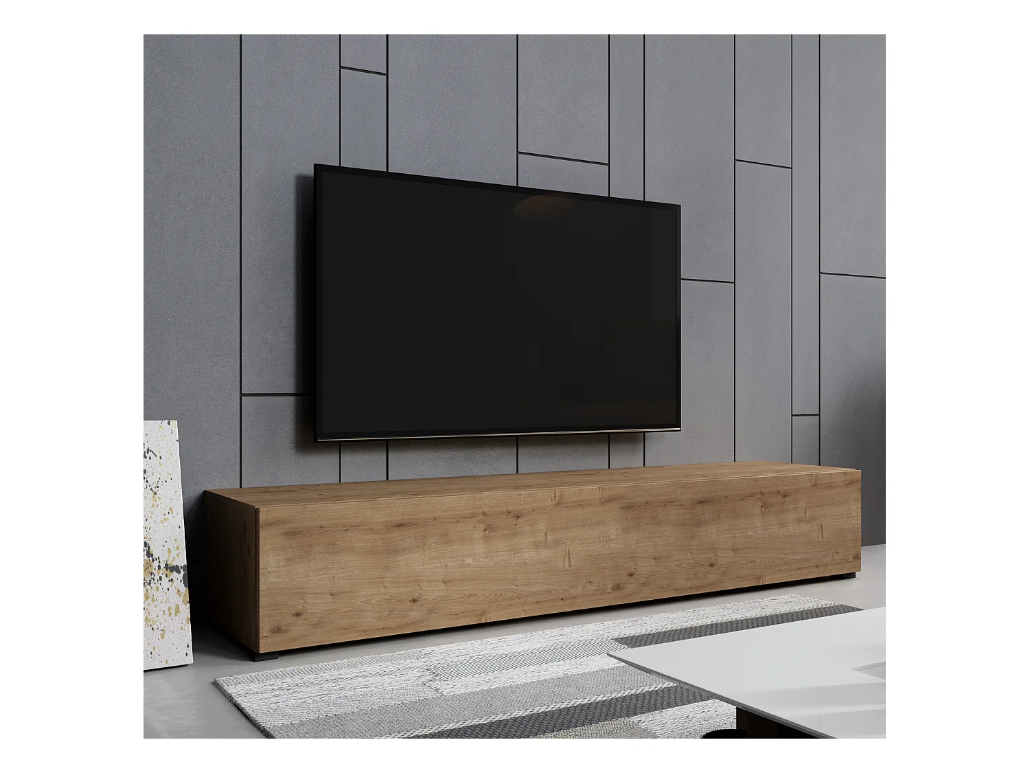 Meuble TV pour Salon Salle à manger en Coleur Chêne 180x40x30cm Aitana M2