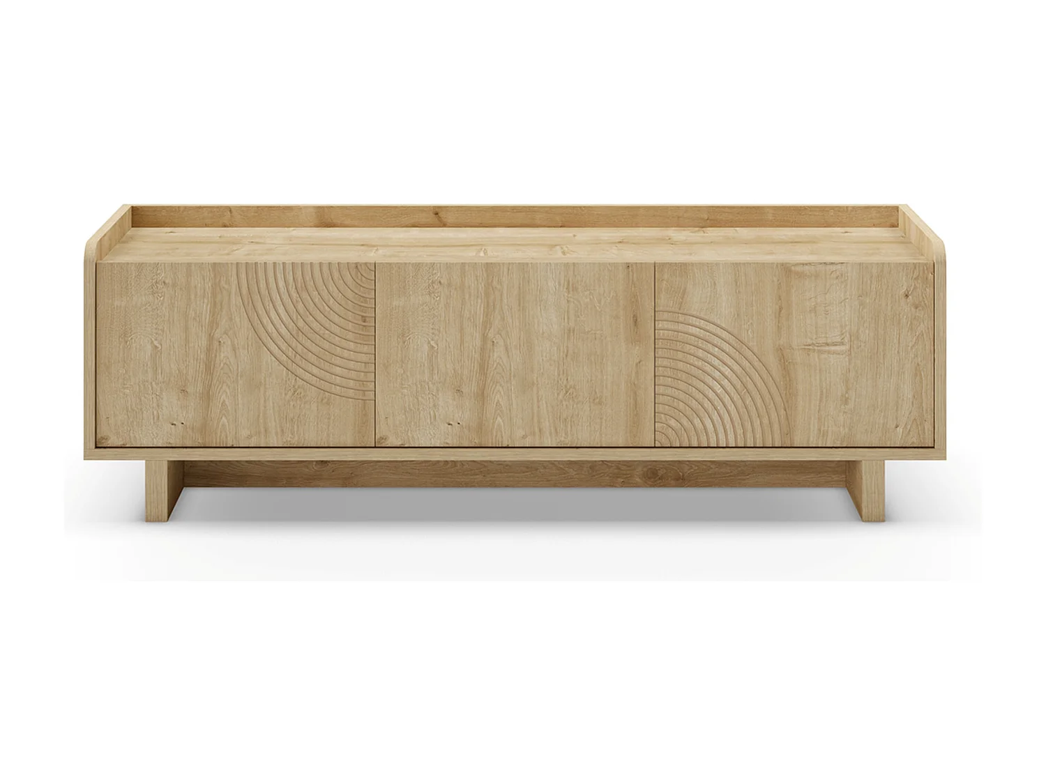 Meuble TV, meuble de salon avec 3 portes aspect bois coloris chêne- Longueur 140 x Profondeur 40 x Hauteur 45 cm