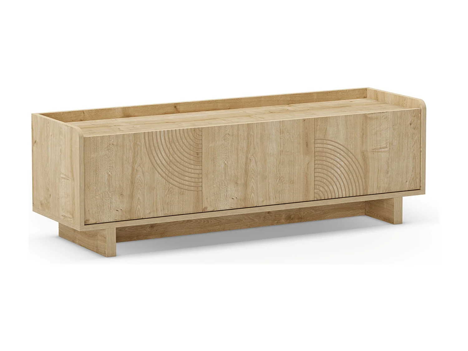 Meuble TV, meuble de salon avec 3 portes aspect bois coloris chêne- Longueur 140 x Profondeur 40 x Hauteur 45 cm
