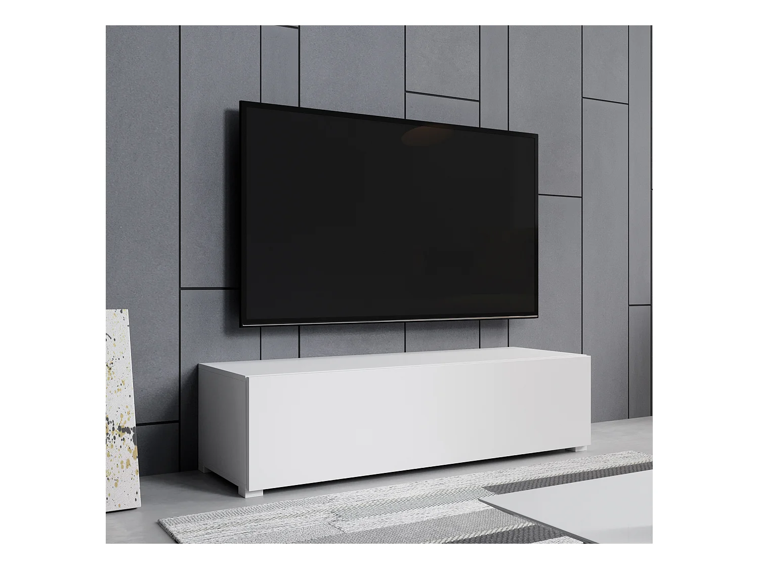 Meuble TV pour Salon Salle à manger en Blanc 120x40x30cm Aitana M1