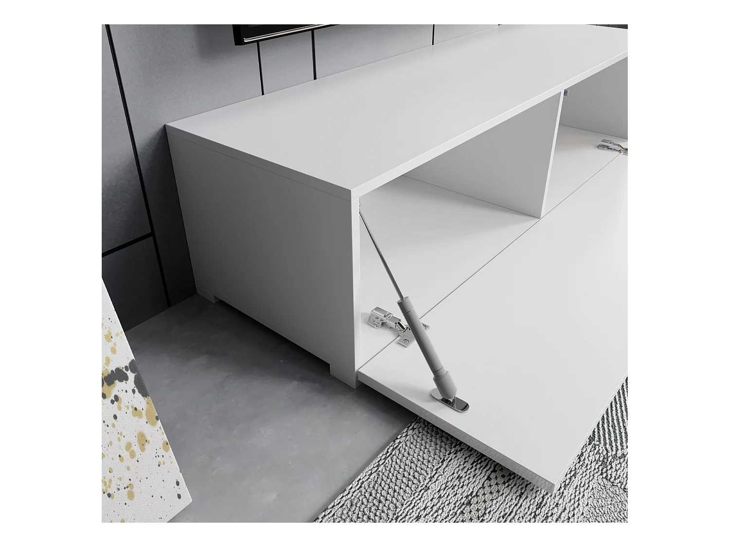 Meuble TV pour Salon Salle à manger en Blanc 120x40x30cm Aitana M1