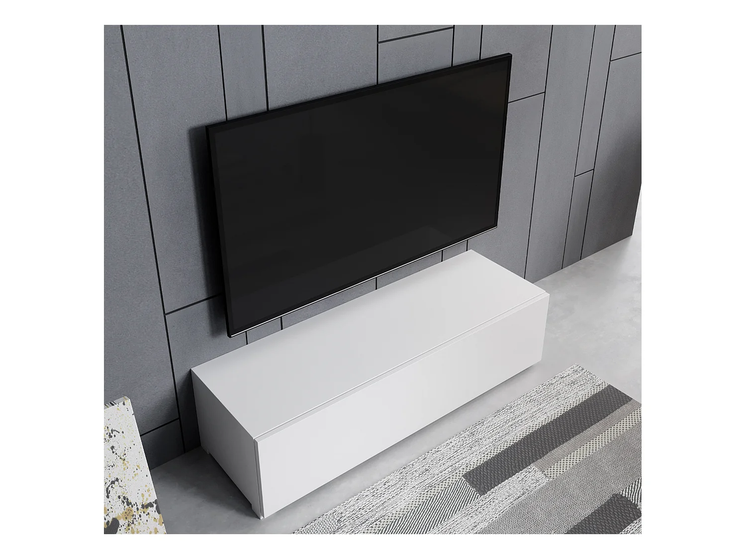 Meuble TV pour Salon Salle à manger en Blanc 120x40x30cm Aitana M1
