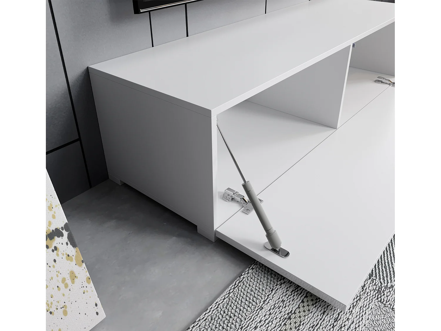 Meuble TV pour Salon Salle à manger en Blanc 120x40x30cm Aitana M1