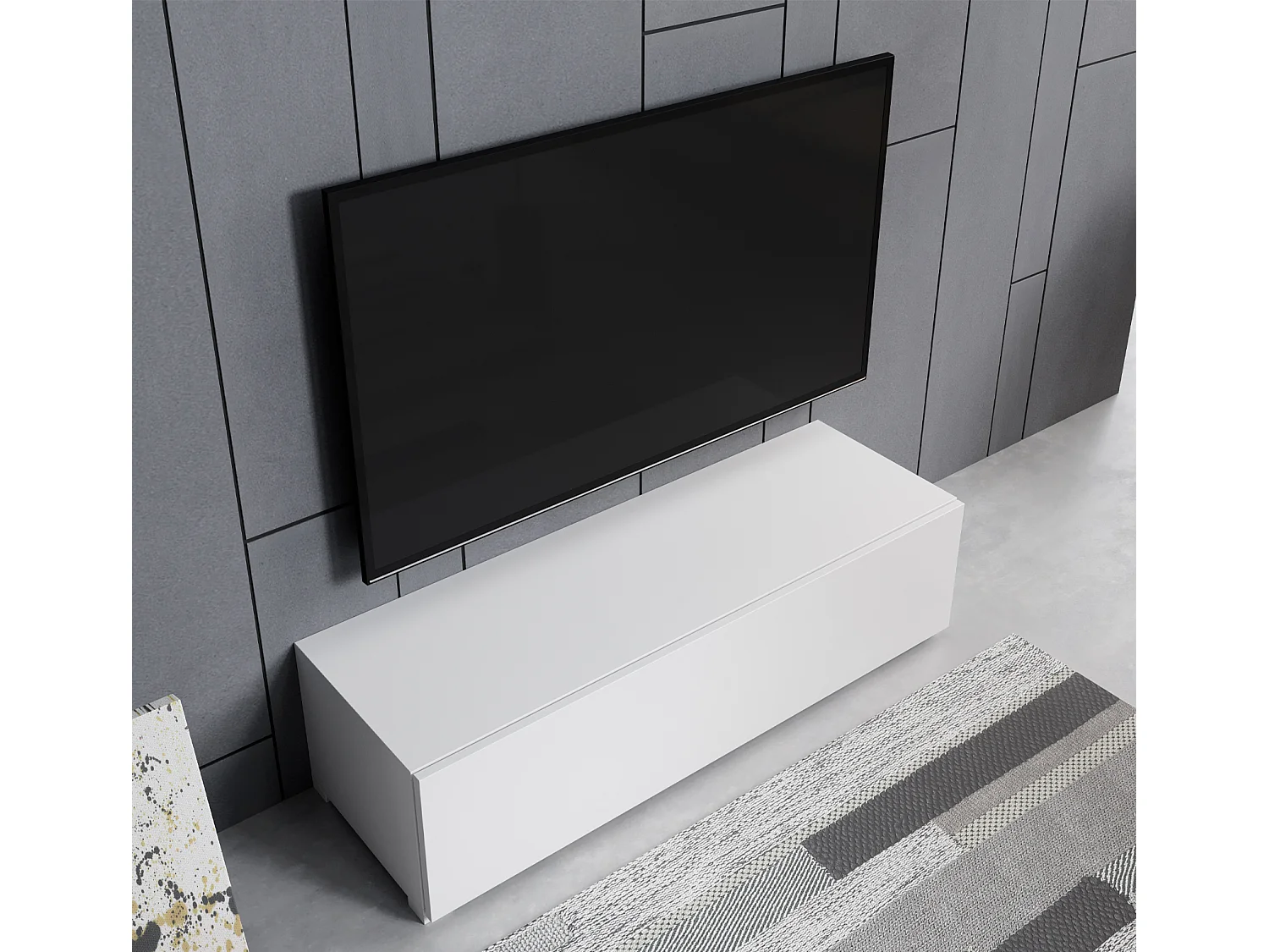 Meuble TV pour Salon Salle à manger en Blanc 120x40x30cm Aitana M1