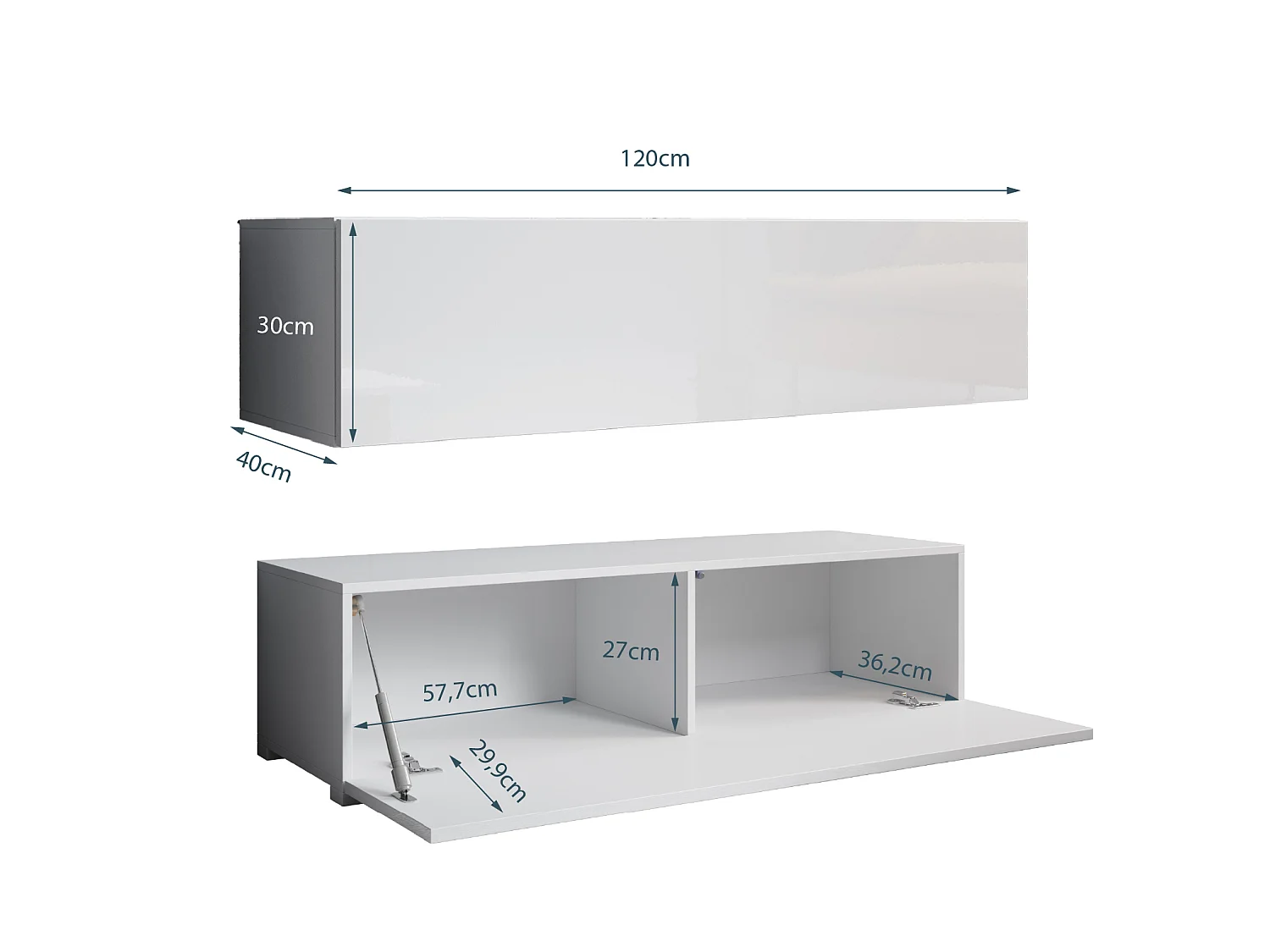 Meuble TV pour Salon Salle à manger en Blanc 120x40x30cm Aitana M1