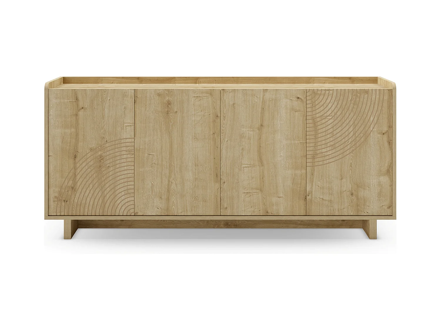 Meuble TV, meuble de salon avec 4 portes aspect bois coloris chêne - Longueur 180 x Profondeur 40 x Hauteur 80 cm