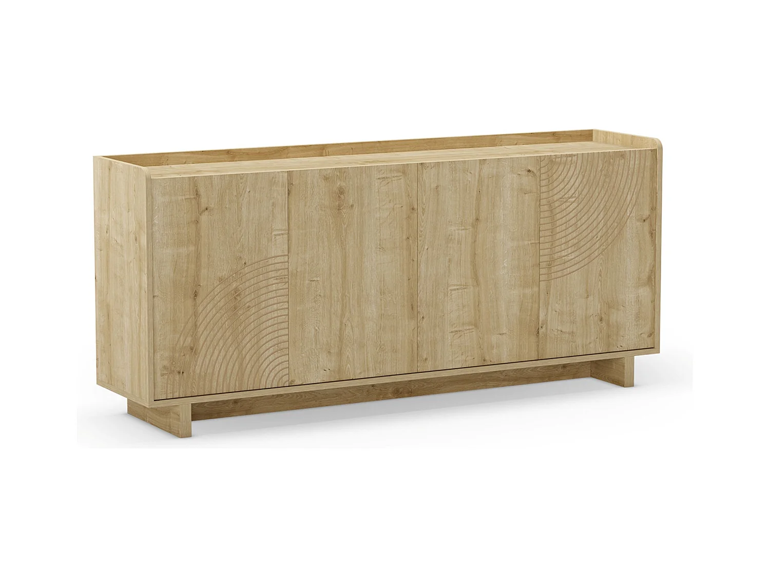 Meuble TV, meuble de salon avec 4 portes aspect bois coloris chêne - Longueur 180 x Profondeur 40 x Hauteur 80 cm