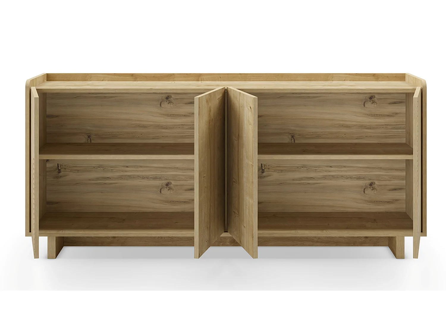 Meuble TV, meuble de salon avec 4 portes aspect bois coloris chêne - Longueur 180 x Profondeur 40 x Hauteur 80 cm