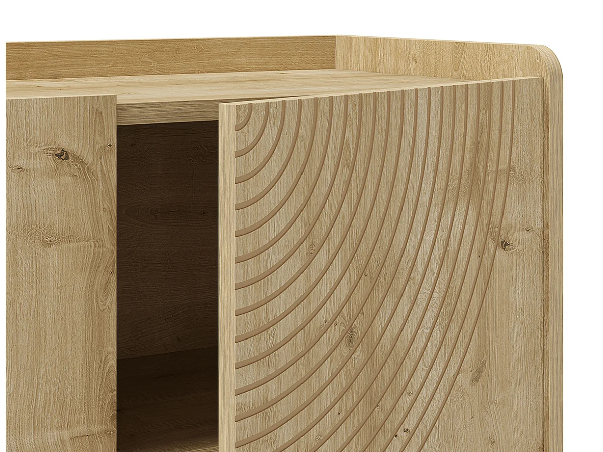 Meuble TV, meuble de salon avec 4 portes aspect bois coloris chêne - Longueur 180 x Profondeur 40 x Hauteur 80 cm