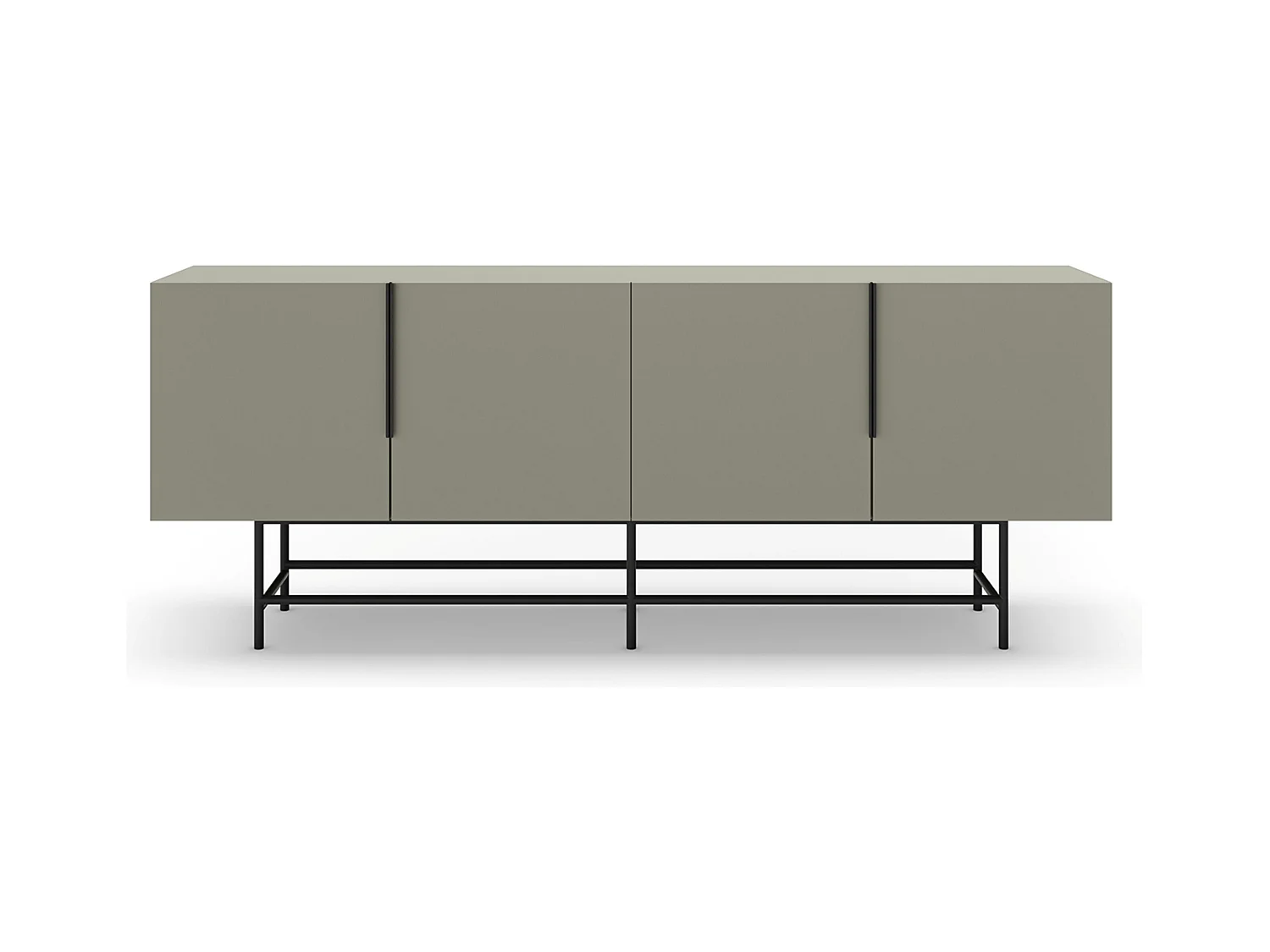 Meuble TV, meuble de salon aspect bois coloris vert et pieds en métal noir - Longueur 200 x Profondeur 40 x Hauteur 77 cm