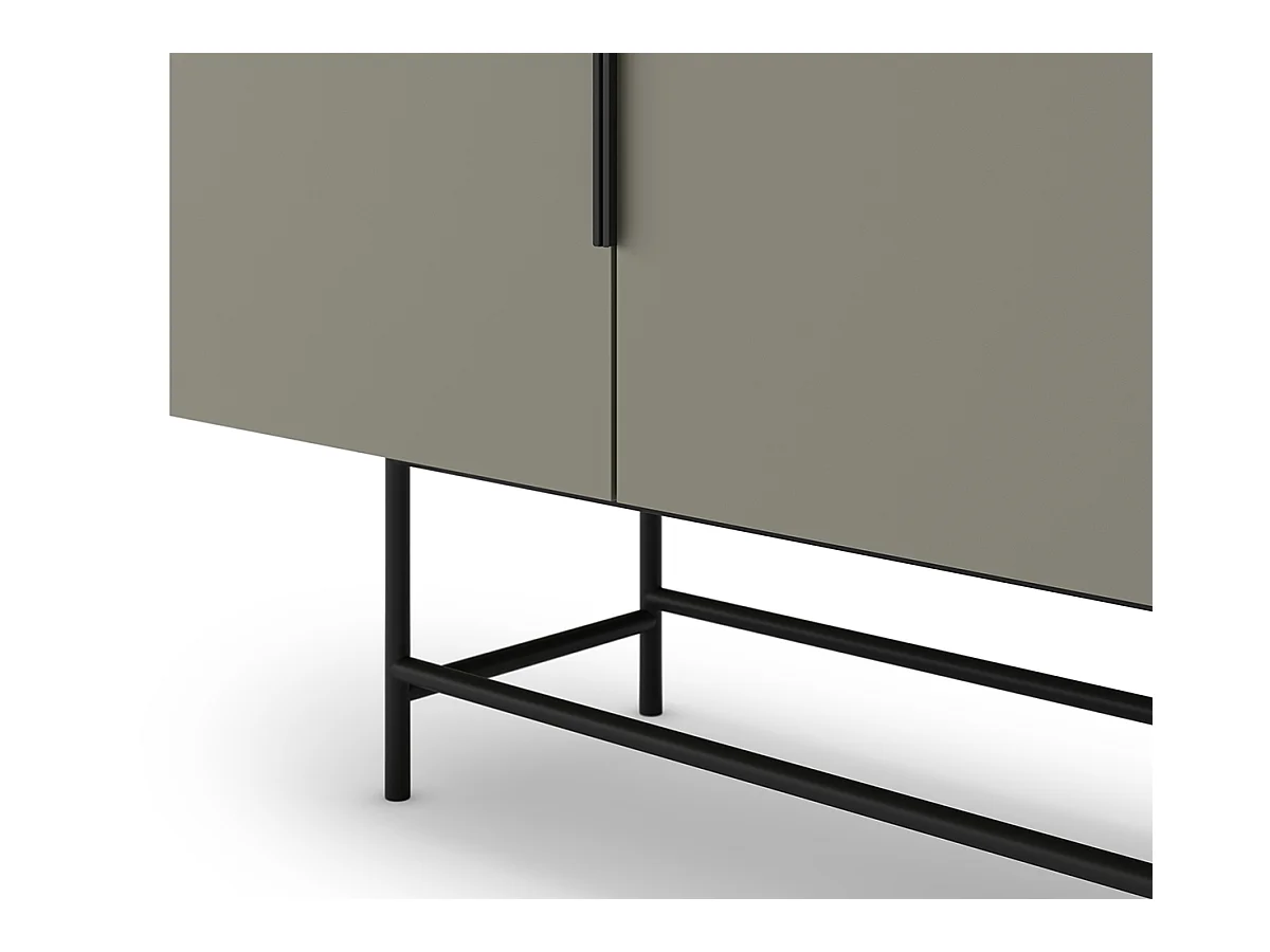 Meuble TV, meuble de salon aspect bois coloris vert et pieds en métal noir - Longueur 200 x Profondeur 40 x Hauteur 77 cm