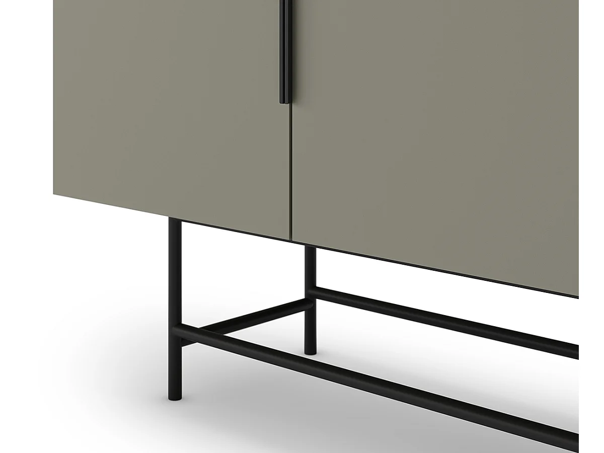 Meuble TV, meuble de salon aspect bois coloris vert et pieds en métal noir - Longueur 200 x Profondeur 40 x Hauteur 77 cm