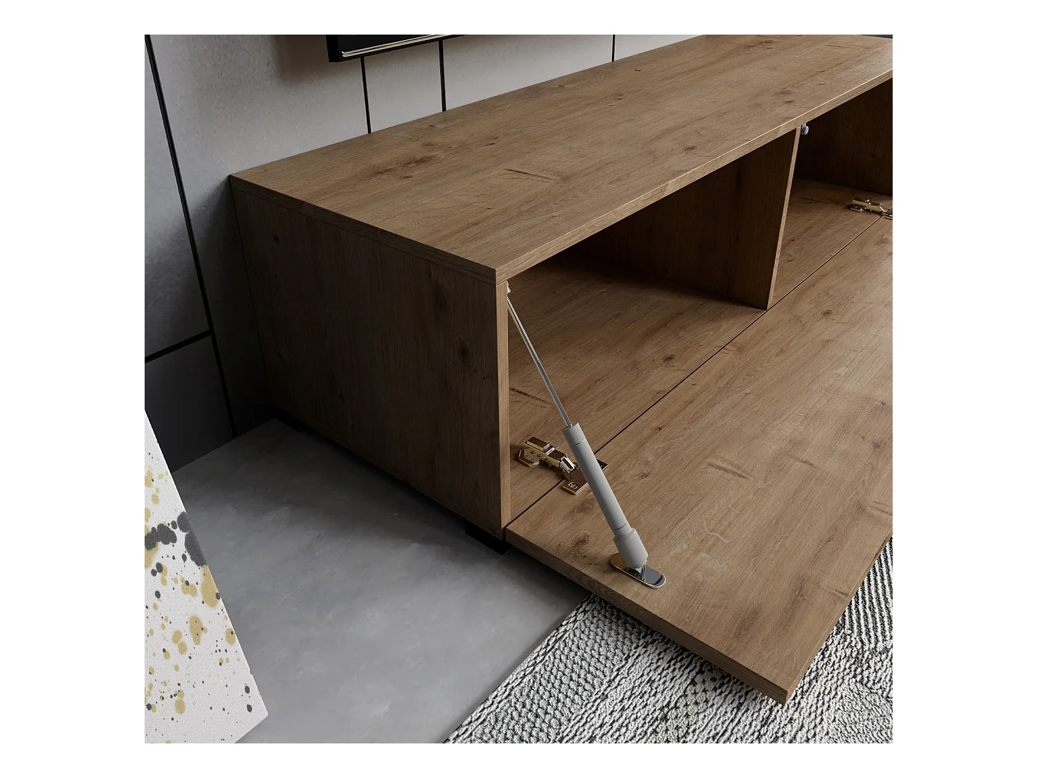 Meuble TV pour Salon Salle à manger en Coleur Chêne 120x40x30cm Aitana M1