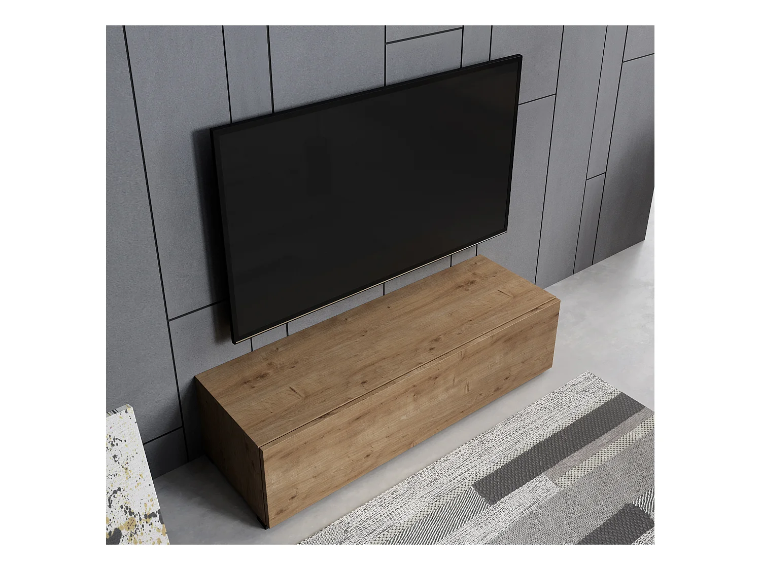 Meuble TV pour Salon Salle à manger en Coleur Chêne 120x40x30cm Aitana M1