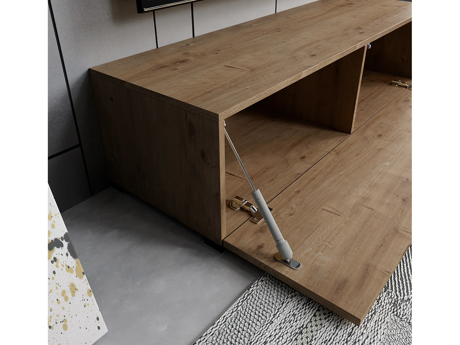 Meuble TV pour Salon Salle à manger en Coleur Chêne 120x40x30cm Aitana M1