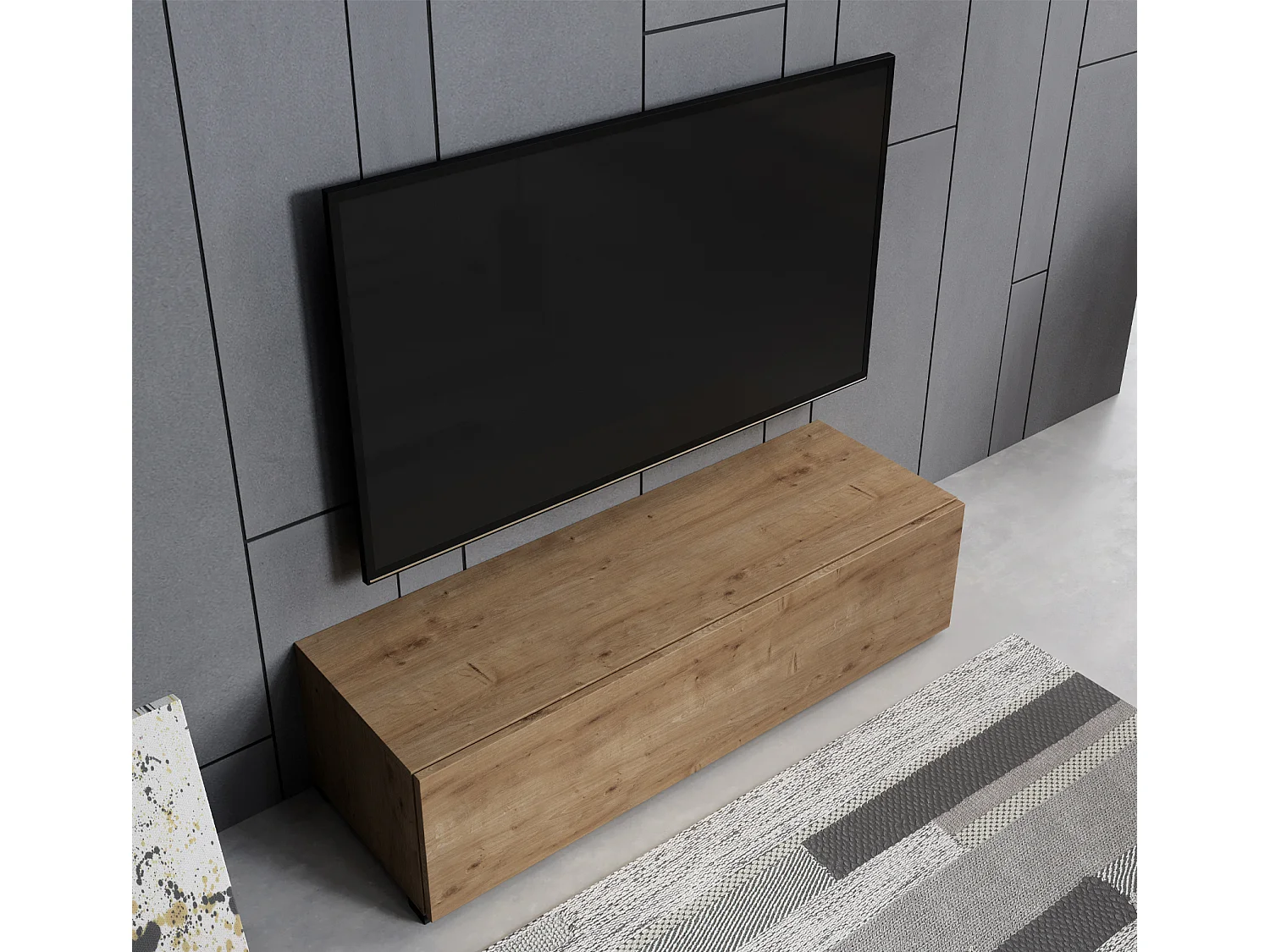 Meuble TV pour Salon Salle à manger en Coleur Chêne 120x40x30cm Aitana M1