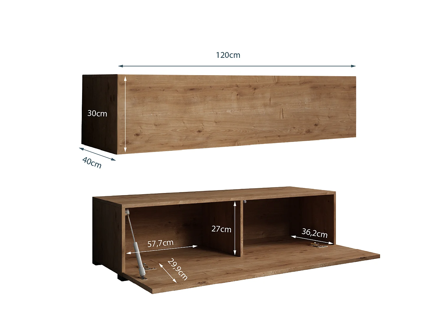 Mueble TV para Salón comedor en Color Roble 120x40x30cm Aitana M1