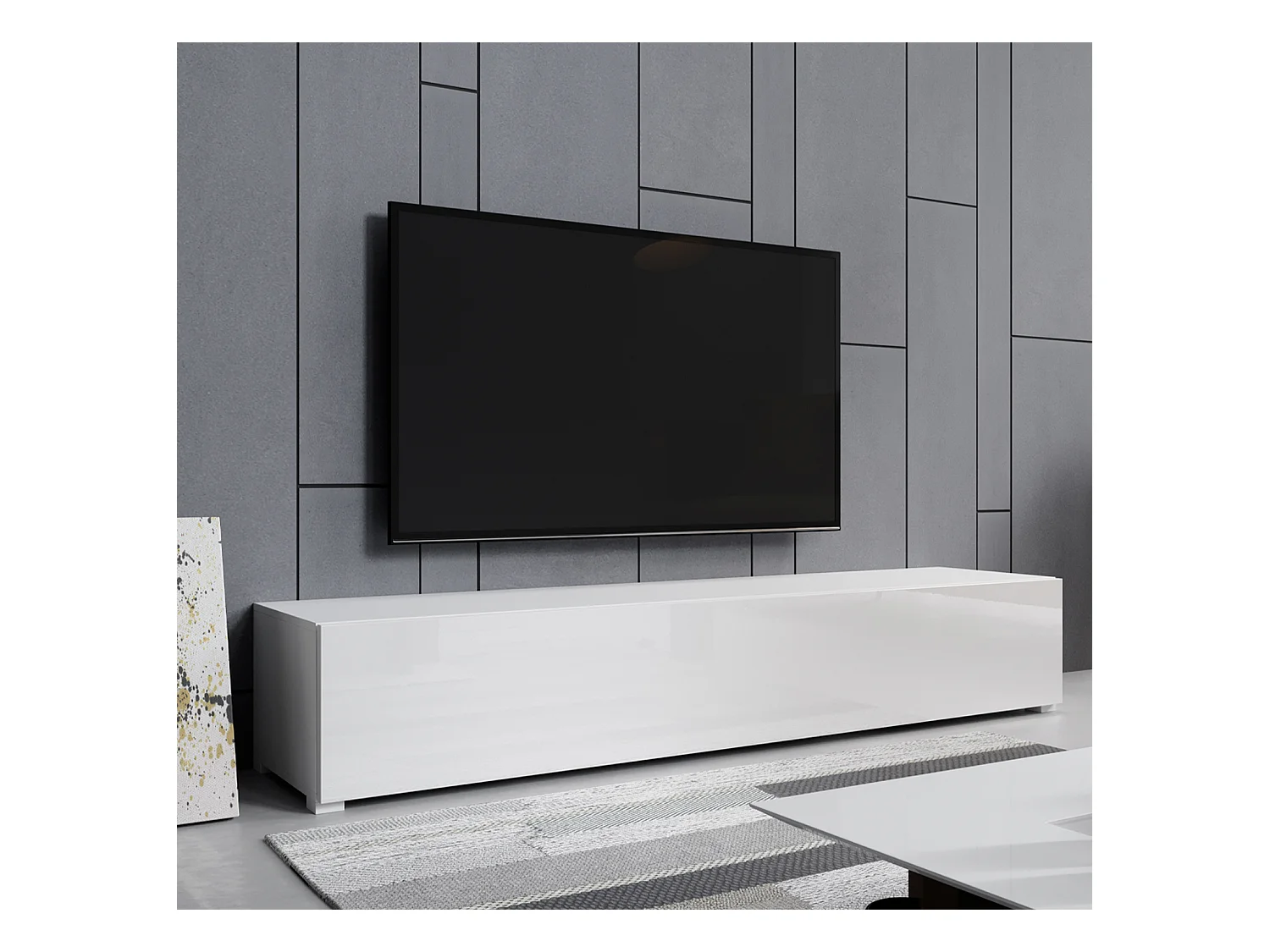 Meuble TV pour Salon Salle à manger en Blanc 180x40x30cm Aitana M2