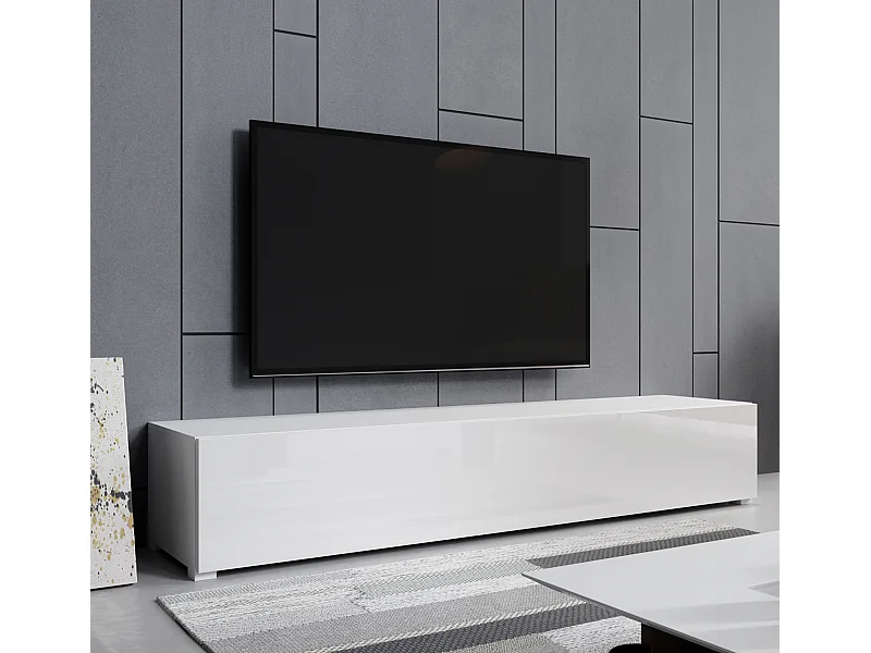 Meuble TV pour Salon Salle à manger en Blanc 180x40x30cm Aitana M2