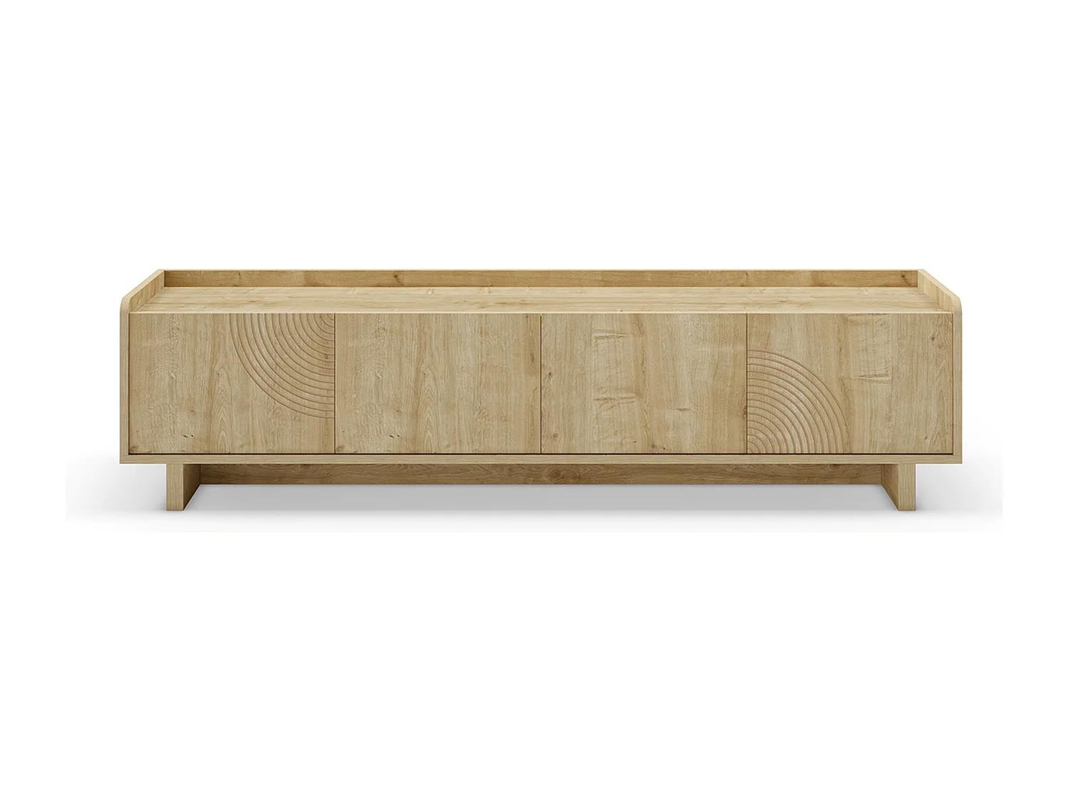 Meuble TV, meuble de salon avec 4 portes aspect bois coloris chêne - Longueur 180 x Profondeur 40 x Hauteur 45 cm