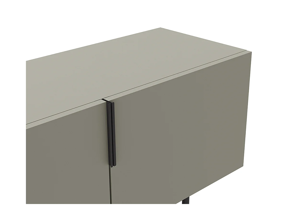 Meuble TV, meuble de salon aspect bois coloris vert et pieds en métal noir - Longueur 200 x Profondeur 35 x Hauteur 55 cm