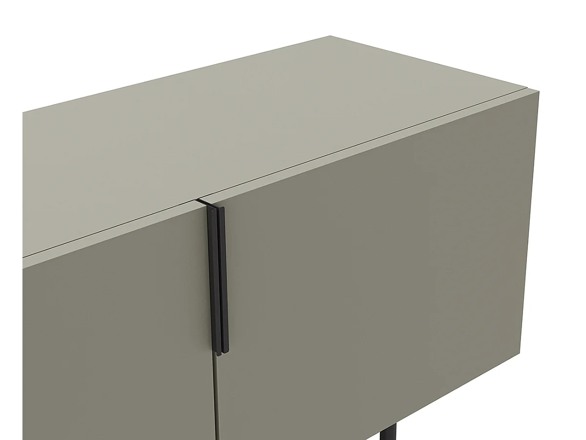 Meuble TV, meuble de salon aspect bois coloris vert et pieds en métal noir - Longueur 200 x Profondeur 35 x Hauteur 55 cm