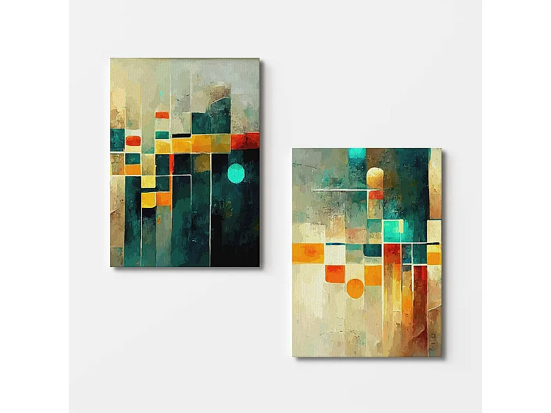 Tableau géométrique – style graphique coloré (set de 2)