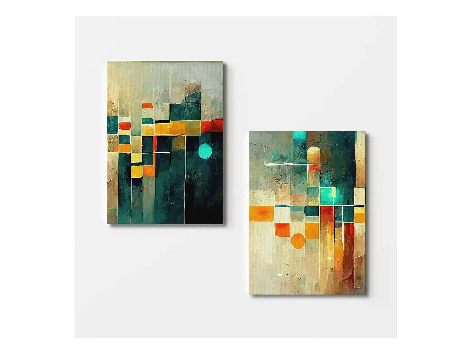 Tableau géométrique – style graphique coloré (set de 2)