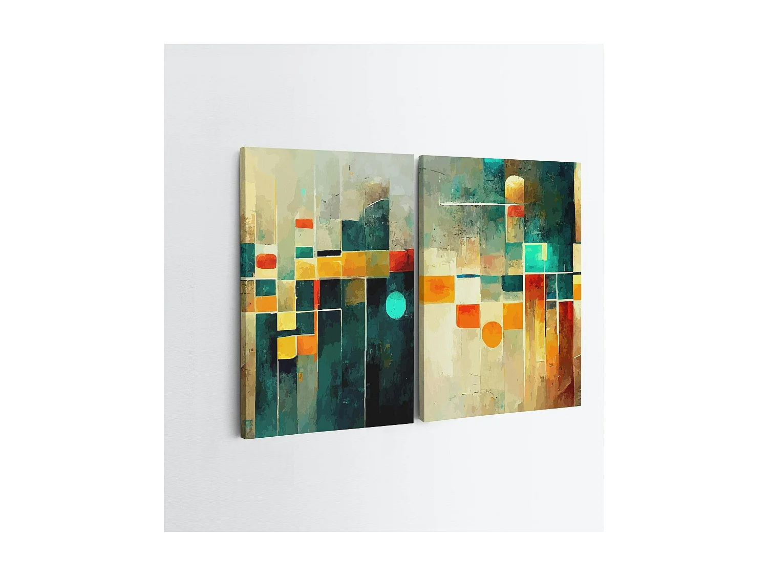 Tableau géométrique – style graphique coloré (set de 2)