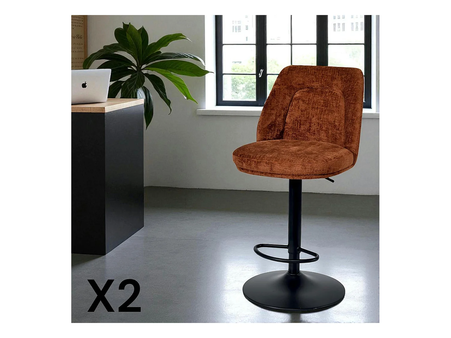 Tabouret bar réglable rouille avec dossier (lot de 2) IENA